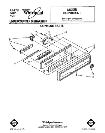 Diagram for DU8900XT1