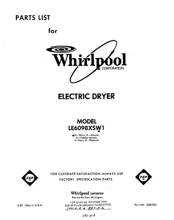 Diagram for LE6098XSW1