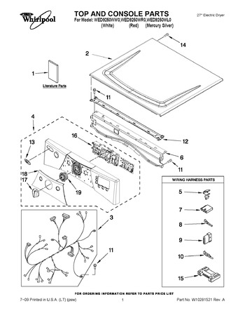 Diagram for WED9250WL0