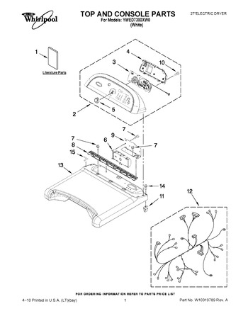 Diagram for YWED7300XW0